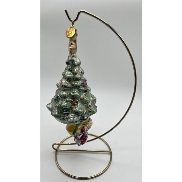 Christopher Radko Christmas Ornament Tree Presents Bell Shape Hand Painted Stand - Picture 1 of 8